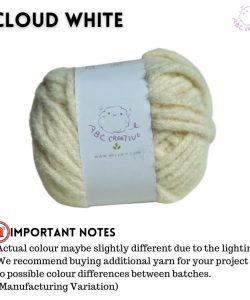 (5mm 100g) Muse Yarn Candy Yarn Crochet Knitting Yarn for Bag Scarf - Cloud White