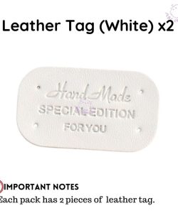 (2 Types) Label PU leather tag Cotton Label Tag for DIY Bag Beg Craft use - Leather Tag(White)x2