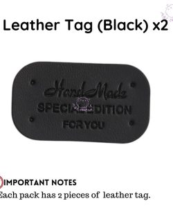 (2 Types) Label PU leather tag Cotton Label Tag for DIY Bag Beg Craft use - Leather Tag(Black)x2