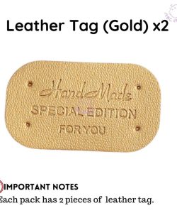 (2 Types) Label PU leather tag Cotton Label Tag for DIY Bag Beg Craft use - Leather Tag(Gold)x2