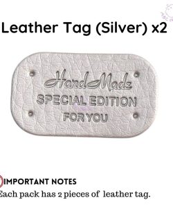 (2 Types) Label PU leather tag Cotton Label Tag for DIY Bag Beg Craft use - LeatherTag(Silver)x2