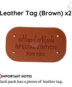 (2 Types) Label PU leather tag Cotton Label Tag for DIY Bag Beg Craft use - Leather Tag(Brown)x2