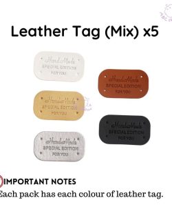 (2 Types) Label PU leather tag Cotton Label Tag for DIY Bag Beg Craft use - Leather Tag(Mix)x5