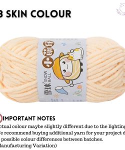(Medium Chenille Yarn) (3.5mm 50g) 36 colours Polyester Crochet  Soft Chunky Yarn Benang Kait Lembut - 03 Skin Colour