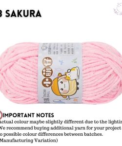 (Medium Chenille Yarn) (3.5mm 50g) 36 colours Polyester Crochet  Soft Chunky Yarn Benang Kait Lembut - 28 Sakura