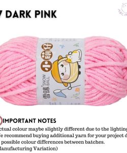 (Medium Chenille Yarn) (3.5mm 50g) 36 colours Polyester Crochet  Soft Chunky Yarn Benang Kait Lembut - 17 Dark Pink