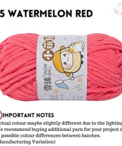 (Medium Chenille Yarn) (3.5mm 50g) 36 colours Polyester Crochet  Soft Chunky Yarn Benang Kait Lembut - 05 Watermelon Red