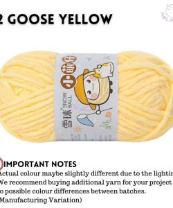 (Medium Chenille Yarn) (3.5mm 50g) 36 colours Polyester Crochet  Soft Chunky Yarn Benang Kait Lembut - 22 Goose Yellow