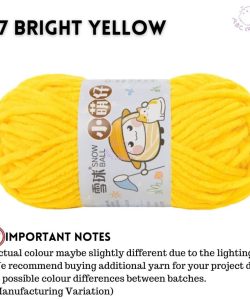 (Medium Chenille Yarn) (3.5mm 50g) 36 colours Polyester Crochet  Soft Chunky Yarn Benang Kait Lembut - 07 Bright Yellow