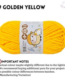 (Medium Chenille Yarn) (3.5mm 50g) 36 colours Polyester Crochet  Soft Chunky Yarn Benang Kait Lembut - 29 Golden Yellow