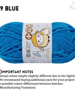(Medium Chenille Yarn) (3.5mm 50g) 36 colours Polyester Crochet  Soft Chunky Yarn Benang Kait Lembut - 19 Blue