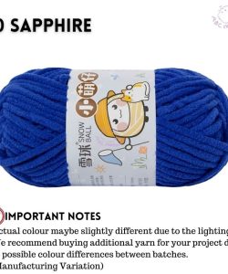 (Medium Chenille Yarn) (3.5mm 50g) 36 colours Polyester Crochet  Soft Chunky Yarn Benang Kait Lembut - 10 Sapphire