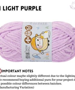(Medium Chenille Yarn) (3.5mm 50g) 36 colours Polyester Crochet  Soft Chunky Yarn Benang Kait Lembut - 11 Light Purple