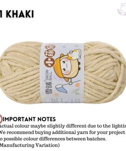 (Medium Chenille Yarn) (3.5mm 50g) 36 colours Polyester Crochet  Soft Chunky Yarn Benang Kait Lembut - 31 Khaki