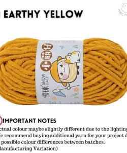 (Medium Chenille Yarn) (3.5mm 50g) 36 colours Polyester Crochet  Soft Chunky Yarn Benang Kait Lembut - 13 Earthy Yellow