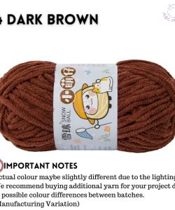(Medium Chenille Yarn) (3.5mm 50g) 36 colours Polyester Crochet  Soft Chunky Yarn Benang Kait Lembut - 14 Dark Brown