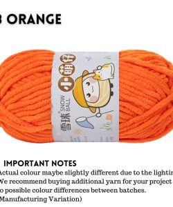 (Medium Chenille Yarn) (3.5mm 50g) 36 colours Polyester Crochet  Soft Chunky Yarn Benang Kait Lembut - 18 Orange