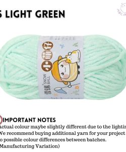 (Medium Chenille Yarn) (3.5mm 50g) 36 colours Polyester Crochet  Soft Chunky Yarn Benang Kait Lembut - 25 Light Green