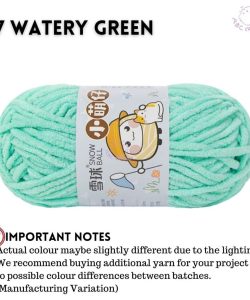 (Medium Chenille Yarn) (3.5mm 50g) 36 colours Polyester Crochet  Soft Chunky Yarn Benang Kait Lembut - 27 Watery Green