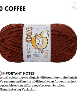 (Medium Chenille Yarn) (3.5mm 50g) 36 colours Polyester Crochet  Soft Chunky Yarn Benang Kait Lembut - 30 Coffee