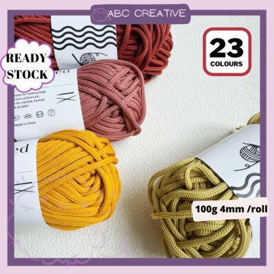 (100g 4mm ) Premium Spring Yarn PP Yarn Pearl Yarn Benang Kait Elastic Yarn for Bag