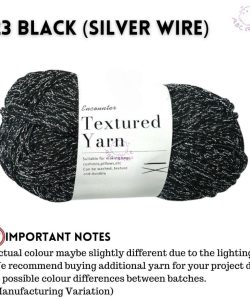 (100g 4mm ) Premium Spring Yarn PP Yarn Pearl Yarn Benang Kait Elastic Yarn for Bag - 23 BLACK(SILVERWIRE)